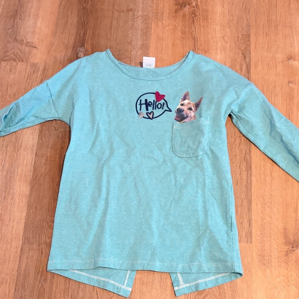 Gymboree Teal Long Sleeve Shirt with Dog Design
